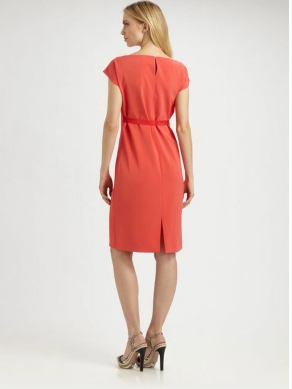 Elie Tahari Coral Belted Midi Sheath Dress